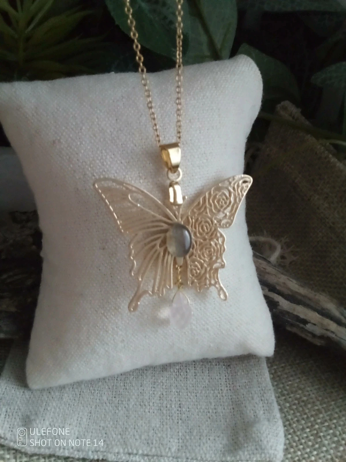 Collier papillon asymétriques avec pierres naturelles + carte – photo 4